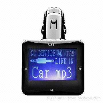 FM Transmitter, Supports USB Disk/SD Card with Aux-in and 12 to 24V Voltage